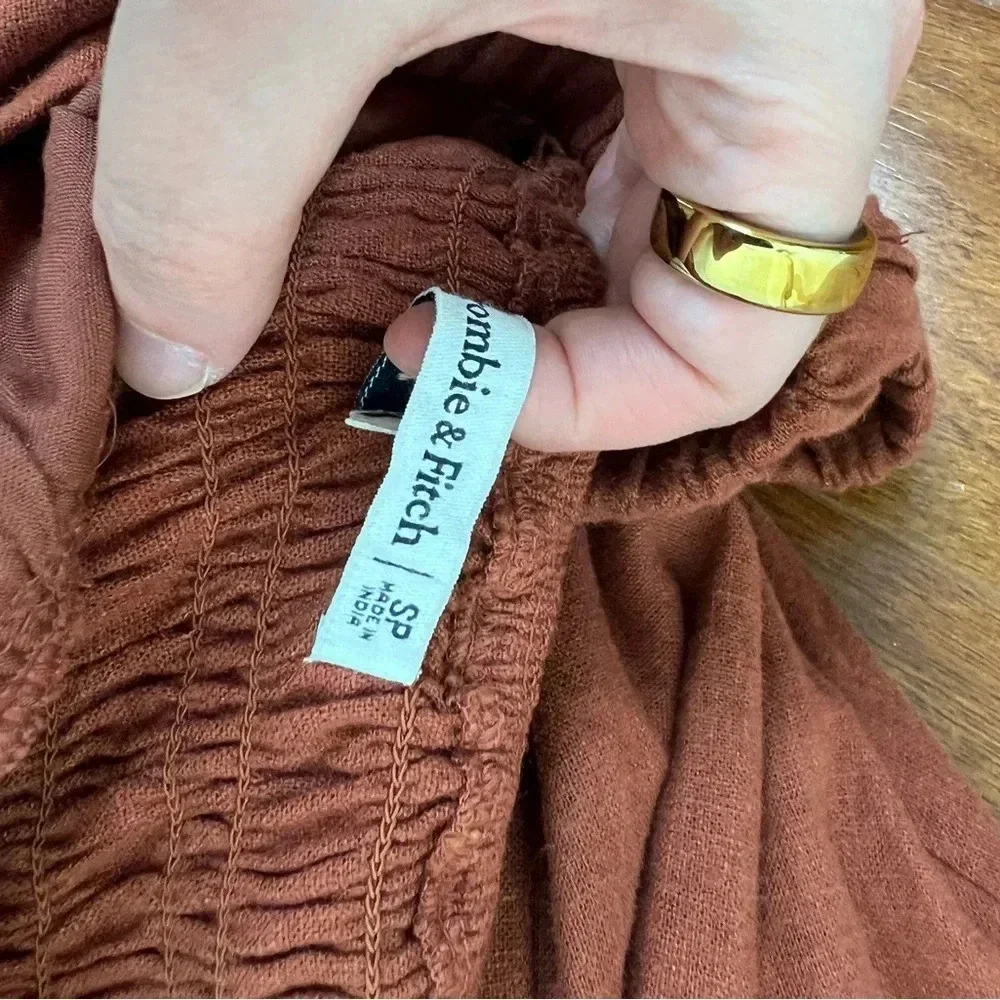 Abercrombie & Fitch Linen Ruched Maxi Dress Size S Petite